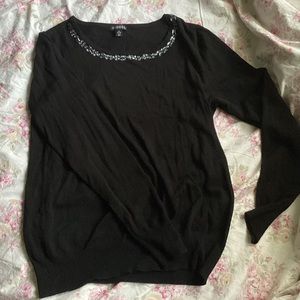 Black sweater with jeweled collar